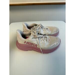HOKA One One Bondi 8 Women's Size 8.5 Frost Rose Gold White Pink Running Shoes